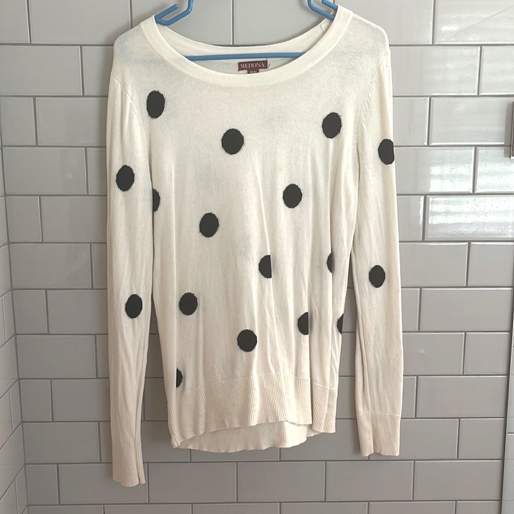 Merona cream with black polka dots